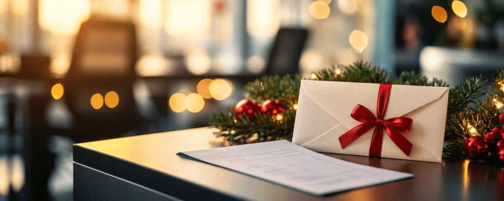 Entrega do presente de Natal para funcionários
